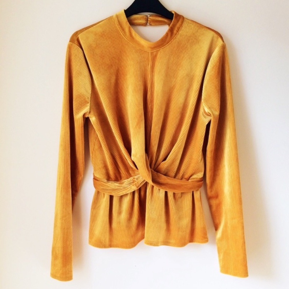 Yellow/orange velvet/corduroy top